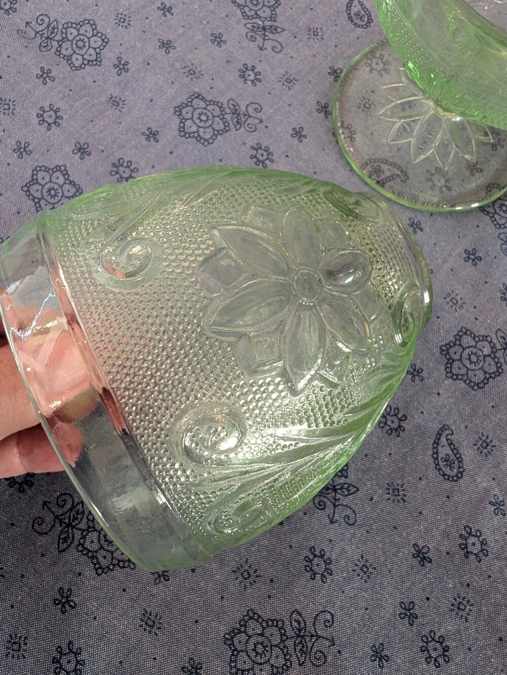 Vintage Indiana Glass Light Green Tiara Chantilly Fairy Lamp - Picture 5 of 9